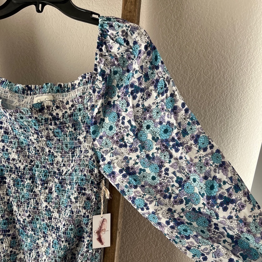 NWT - Jessica Simpson blue floral mini dress size M - Picture 5 of 6